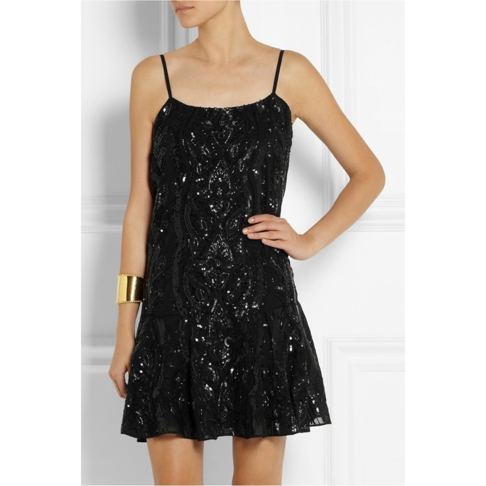 Needle & Thread Ebony Sequined Crepe Dress